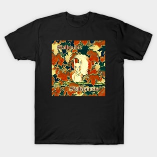 Black, cream, and Burgundy print with squirrel graphic T-Shirt